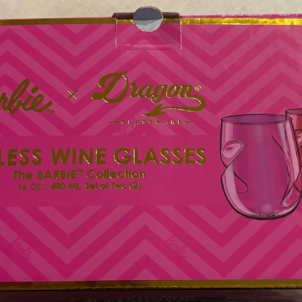 Barbie Pink Stemless Wine Glasses Set